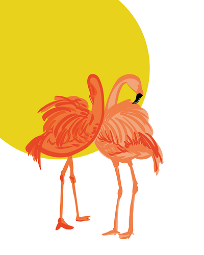 Sunrise digital flamingo graphic illustration