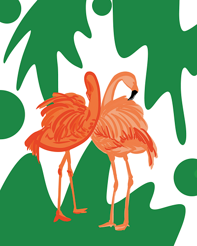 Leafy Flamingo digital flamingo graphic design illustration