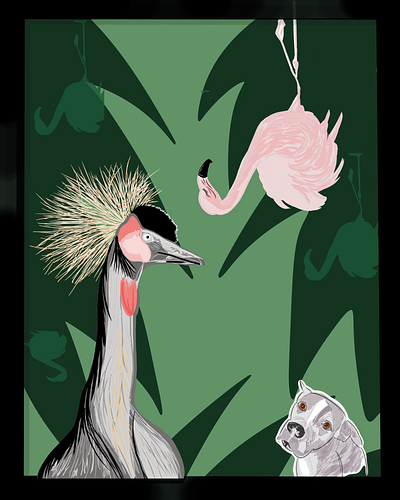 You're it. bird birds digital dog flamingo graphic illustration