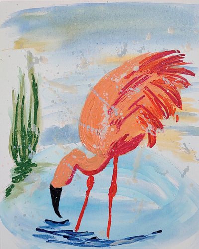 In the Storm flamingo illustration watercolor