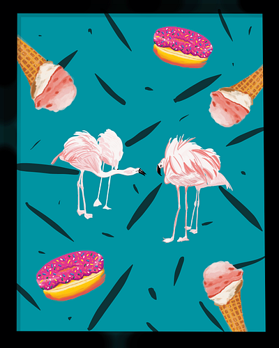 Sweet. birds dessert digital flamingo illustration sweets