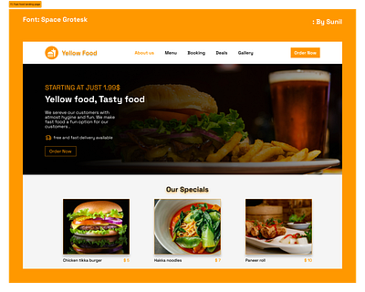 Fast food store landing page figma ui user interface web design