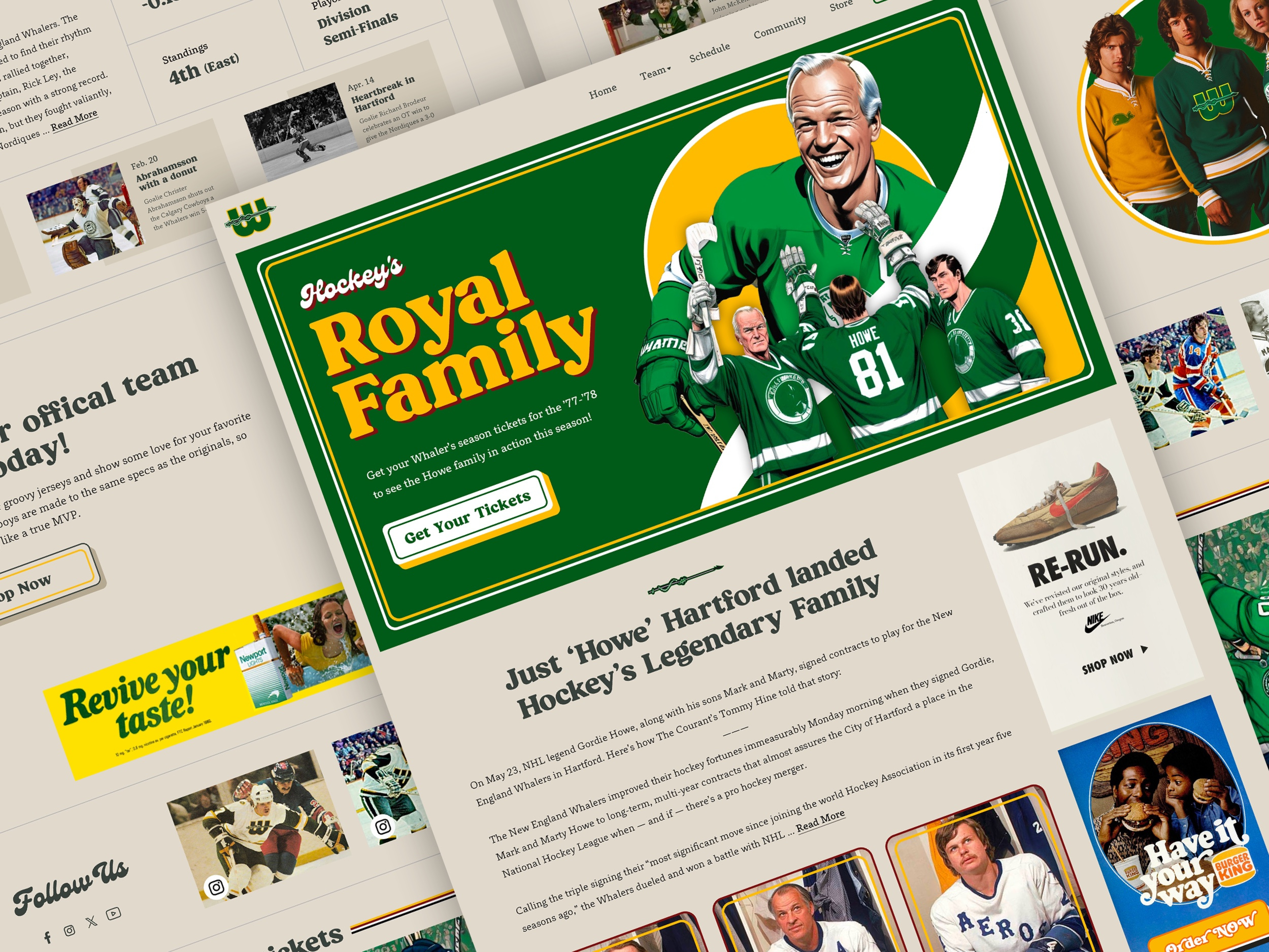 New England Whalers (1977) 70s ai design hartford landing page typography ui vector vintage whalers