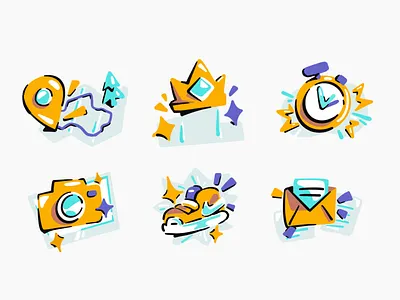 Icon Illustration Running Apps - Cheeta 🏃 branding camera chart chat empty state gift healthy healthy apps icon illustration location message permission camera run running running apps sport stop watch ui winner