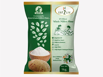 Millet Flour Pouch Design atta branding flour fmcg food food pouch design millet millet atta millet flour mockup mockup design packaging pouch design pouch packaging wheat flour