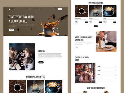 Coffee Shop Landing Page cafe clean coffee coffee cup coffee shop coffee shop website coffeeshop coffeeshop landing page drink ecommerce landing page landing page online coffee shop restaurant saymujjaman shakil ui uiux ux web web design