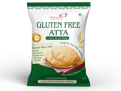 Gluten Free Flour/Atta Pouch Design atta pouch design branding flour pouch design food packaging gluten free atta gluten free flour indian foods packaging pouch design