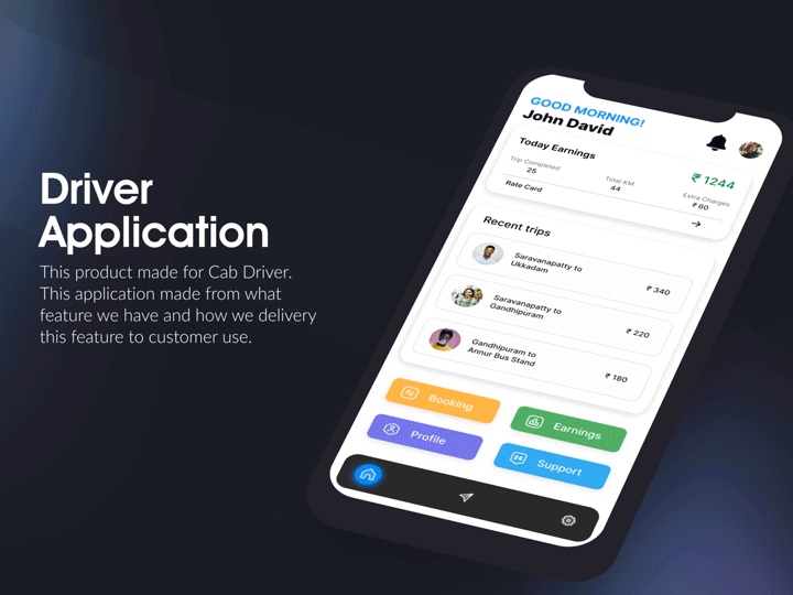 Taxi Driver Application animation branding cab driver application figma graphic design mobile application product prototype ui wireframe