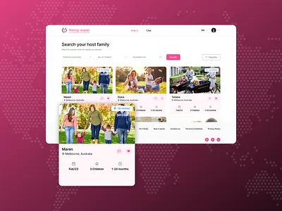 Nanny-Aupair - Find your aupair aupair aupair finder babysitter app babysitting service cards ui childcare agency childcare app childcare management childcare platform childcare solution family care nanny network parenting application
