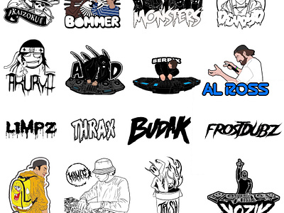 Assorted Artworks branding cartoon character design drawing dubstep logo music producer