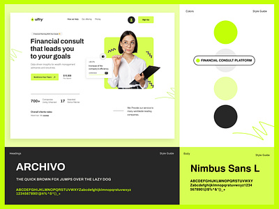 Financial Consult Website Style Guide With Header analytics app ui branding cards design figma graphic design illustration logo ui