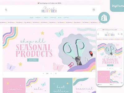 Pastel Aesthetic Shopify Theme bright shopify theme butterfly shopify theme colorful shopify theme craft shopify theme feminine shopify theme girly shopify theme handmade business website pastel shopify theme rainbow shopify theme shopify boutique theme shopify store design shopify template small business sparkling shopify theme star shopify theme stationery shopify design