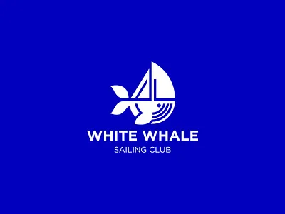 White whale fish logo logotype sail ship whale
