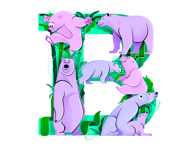 B 36 days of type b letter bear illustration digital art graphic design illustration