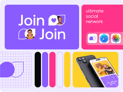 Join - Branding design for a new-gen social network brand guidelines brand identity branding colors graphic design logo marketing social network startup visual identity