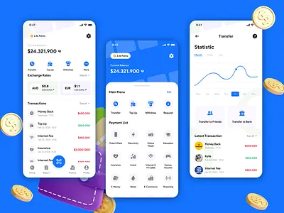 E-Wallet Concept Mobile App UI app ui branding design e wallet app figma graphic design illustration logo mobile application design my wallet ui ui design uiux wallet wallet app webs