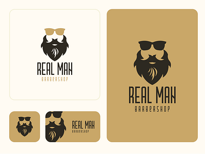 Real Man barbershop barbershop beard brand branding design handsome identity logo logotype man