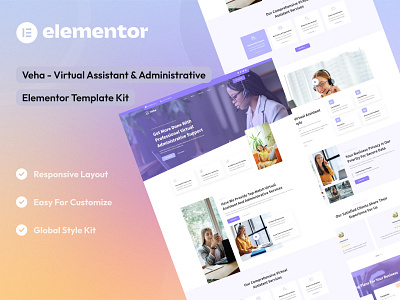 Virtual Assistant & Administrative Elementor Template Kit assistants creative agency customer services customer support design digital agency elementor template kit elementor ui design ui uidesign uikits uiux virtua virtual assistants webdesign website agency website design