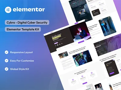 Digital Cyber Security Elementor Template Kit creative agency cyber security design digital agency elementor template kit elementor ui design security ui uidesign uikits uiux webdesign website agency website design