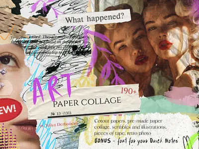 Art Paper Collage cutout torn crumpled abstract design + photo design resources textures