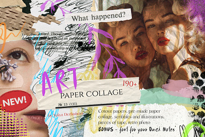 Art Paper Collage cutout torn crumpled abstract design + photo design resources textures