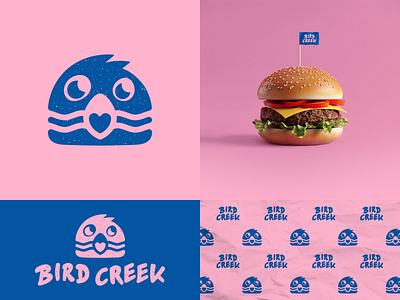Bird Creek burger logo bird branding burger logo pattern restaurant