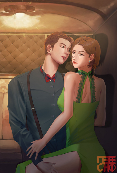 Espionage Romance 2d illustration book cover cg illustration character design disital illustration illustration noai romance art