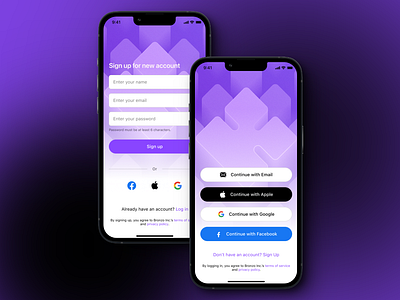 Log in & Sign up Screens branding design interactiondesign login motiondesign productdesign signup ui uichallenge ux uxdesigner