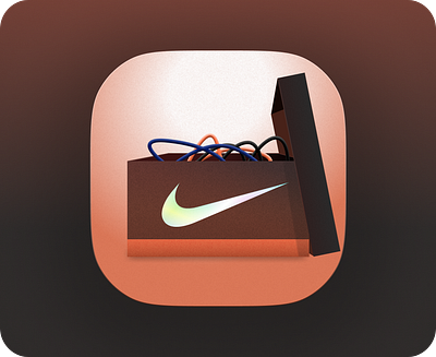 Just throw it away! Nike cable managment app icon excercise. app design app icon box brown icon design nike orange shoe box skeuomorphic