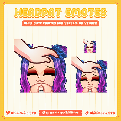 Head Pat Emotes | Chibi Girl Emote | Chibi Emotes | Ych Emotes chibi emotes chibineira custom emotes cute emotes design discord emotes illustration kick emotes no ai twitch emotes ui ych emotes