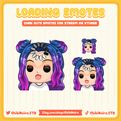 Loading Emotes | Chibi Girl Emote | Chibi Emotes | Ych Emotes blank emotes chibi emotes chibineira custom emotes cute emotes design discord emotes illustration kick emotes loading emotes no ai twitch emotes ui ych emotes