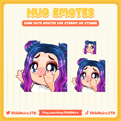 Hug Emotes | Chibi Girl Emote | Chibi Emotes | Ych Emotes chibi emotes chibineira custom emotes cute emotes design discord emotes illustration kick emotes no ai twitch emotes ui ych emotes