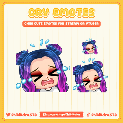 Cry Emotes | Chibi Girl Emote | Chibi Emotes | Ych Emotes chibi emotes chibineira custom emotes cute emotes design discord emotes galaxy hair illustration kick emotes no ai twitch emotes ui ych emotes