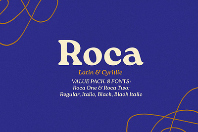 Roca Value Pack Font 1960s 1970s 60s 70s alternates black bookman contemporary cooper disco display swashes editorial friendly funky ligatures light retro roca value pack font soft windsor