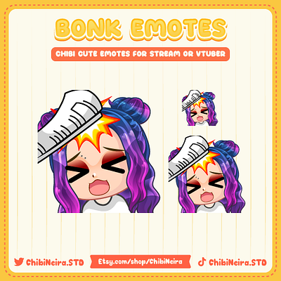 Bonk Emotes | Chibi Girl Emote | Chibi Emotes | Ych Emotes bonk emotes chibi emotes chibineira custom emotes cute emotes design discord emotes illustration kick emotes twitch emotes ui ych emotes