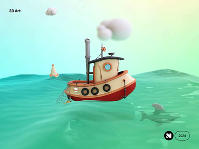 3D Boat Sailing Animation 3d 3d character 3d design 3d illustration animation blender boat illustration motion 3d motion graphics sailing boat