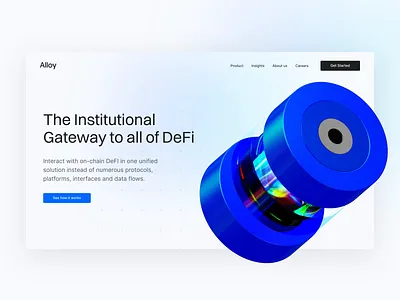 Alloy — website 3d animation blue clean crypto data defi design finance fintech landing page lp security simple tech ui ux web3 website white