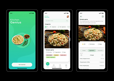 Food recipe app branding design graphic design illustration ui ui design uiux ux