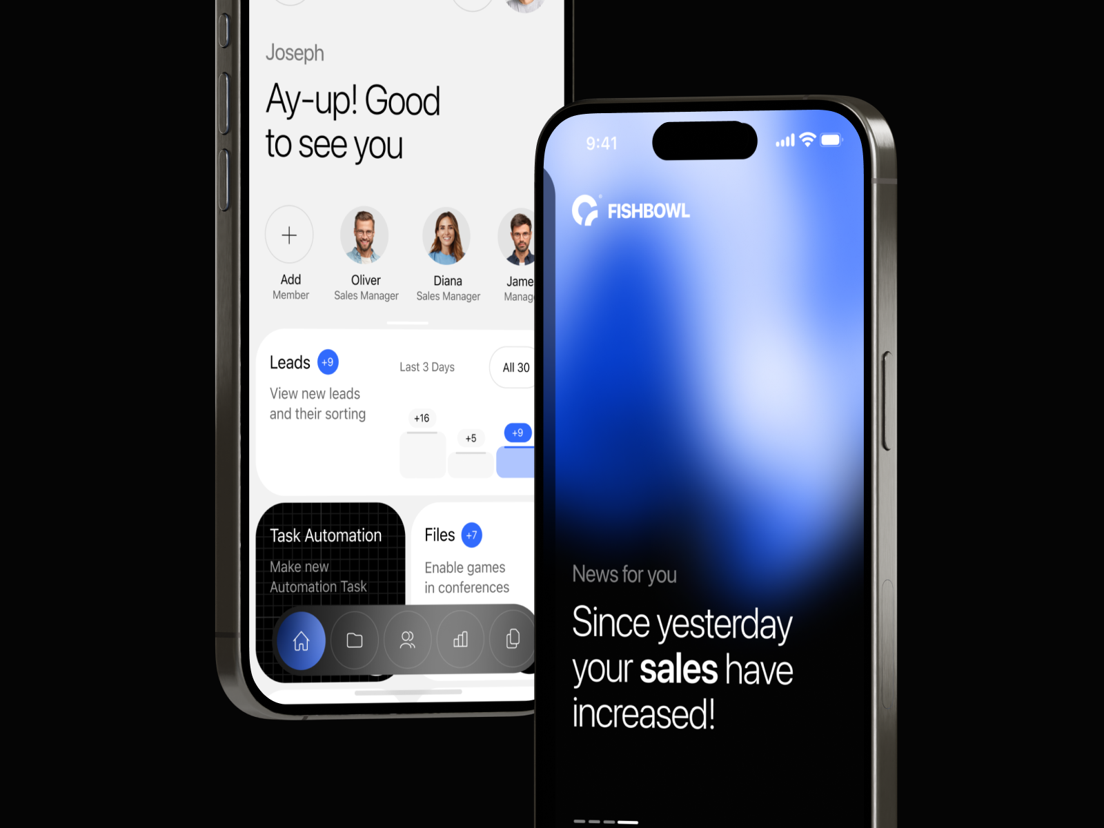Fishbowl Mobile CRM - Automated Lead Workflow admin app app design automation b2b business crm dashboard design ios leads management mobile mobile app product design saas sales software ui ux