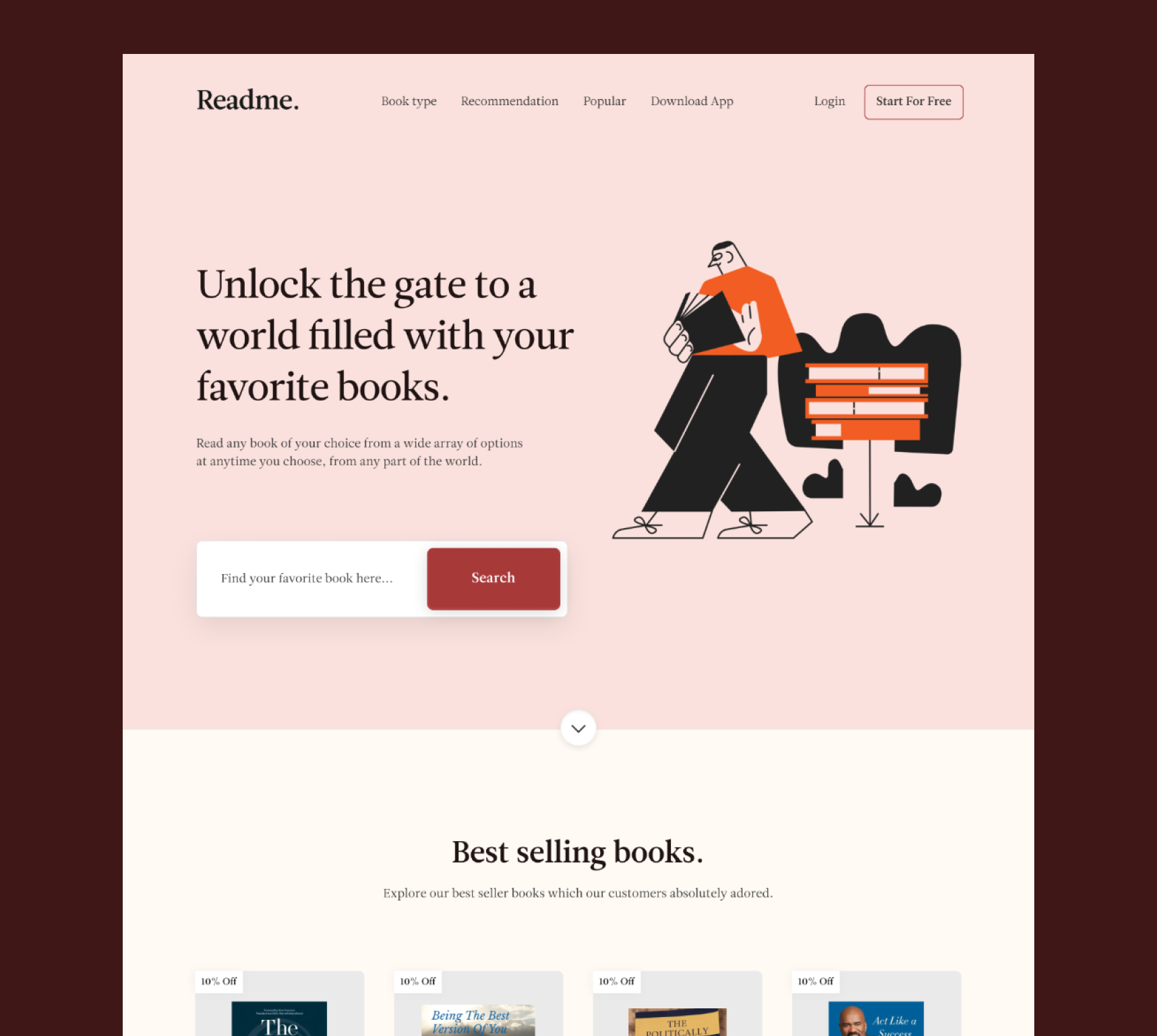 Bookstore landing page