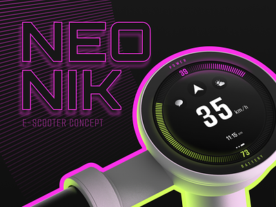 Neonik Concept 3d app bike colorful concept dashboard design display electric hmi instrument cluster interface motorcycle neon portable scooter ui ux