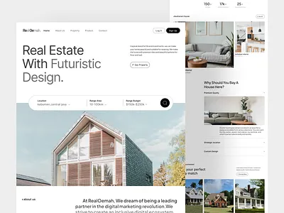 Real Oemah - Real Estate Landing Page agency apartment building clean design hotel house properties property property management property website real estate real estate agency real estate website realtor residence ui design web design website website design