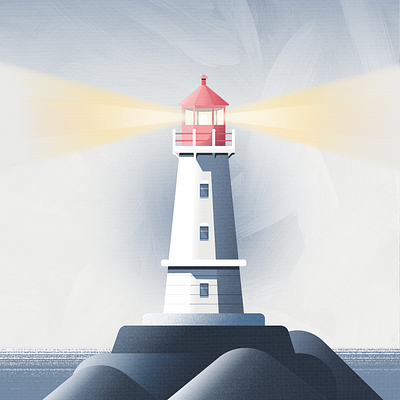 Louisbourg Lighthouse adobe adobe illustrator blue design digitalart geometric illustration landscape light lighthouse minimal nature scene sea textures vector vector illustration water