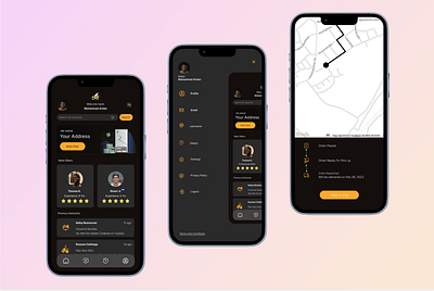 Rider Booking App | Side Bar | Map | Home Screen appdesign branding dailyui design hire illustration ui ux uxui