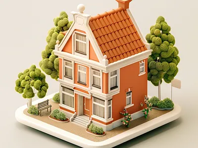🏡 Dutch Villa 3d dutch holland isometric minimal the netherlands villa