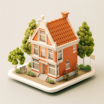 🏡 Dutch Villa 3d dutch holland isometric minimal the netherlands villa