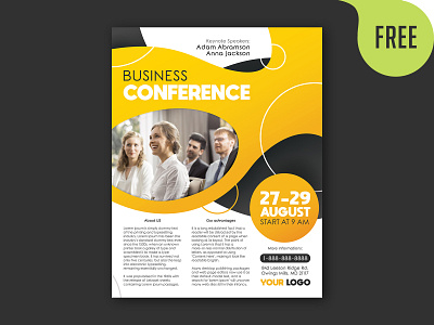 Free Conference Flyer PSD Template business company conference corporate employee entrepreneur event flyer free freebie investor job poster speaker worker