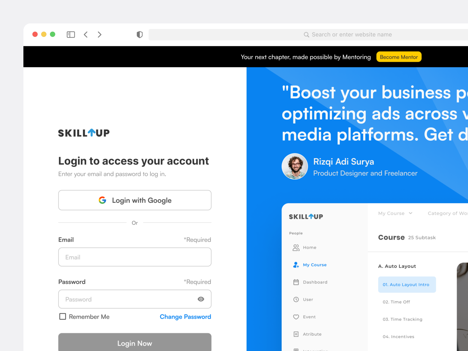 SkillUp - Course Online #2 Login course design illustration login mockups online register ui website