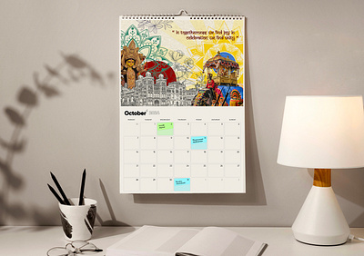 Calendar Design - October art branding calendar celebration college durga pooja dussehra graphic graphic design india