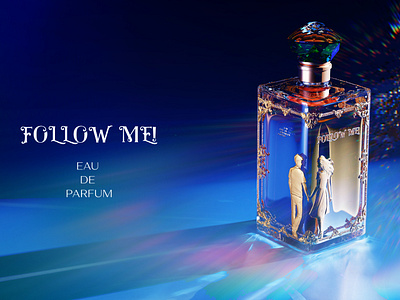 FOLLOW ME! - EAU DE PARFUM - 3D DESIGN 3d blender branding caustics cgi logo motion graphics parfume product design rendering visual identity